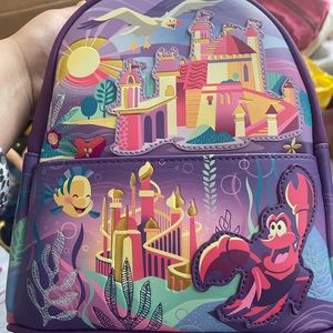 Loungefly the little mermaid Eric and Ariel castles backpack